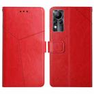 For Infinix Note 11 HT01 Y-shaped Pattern Flip Leather Phone Case(Red) - 1