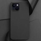 For iPhone 14 Plus Plain Skin Leather Phone Case (Black) - 1