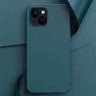 For iPhone 14 Plus Plain Skin Leather Phone Case (Cyan) - 1
