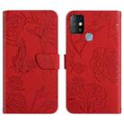 For Infinix Hot 10 HT03 Skin Feel Butterfly Embossed Flip Leather Phone Case(Red) - 1