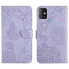 For Infinix Hot 10 HT03 Skin Feel Butterfly Embossed Flip Leather Phone Case(Purple) - 1