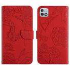 For Infinix Hot 10i/Smart 5 Pro HT03 Skin Feel Butterfly Embossed Flip Leather Phone Case(Red) - 1