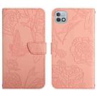 For Infinix Hot 10i/Smart 5 Pro HT03 Skin Feel Butterfly Embossed Flip Leather Phone Case(Pink) - 1