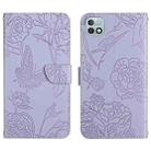 For Infinix Hot 10i/Smart 5 Pro HT03 Skin Feel Butterfly Embossed Flip Leather Phone Case(Purple) - 1