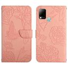 For Infinix Hot 10s/10T HT03 Skin Feel Butterfly Embossed Flip Leather Phone Case(Pink) - 1