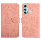 For Infinix Hot 11 HT03 Skin Feel Butterfly Embossed Flip Leather Phone Case(Pink) - 1