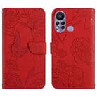 For Infinix Hot 11s HT03 Skin Feel Butterfly Embossed Flip Leather Phone Case(Red) - 1