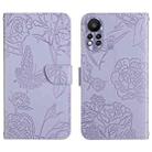 For Infinix Hot 11s HT03 Skin Feel Butterfly Embossed Flip Leather Phone Case(Purple) - 1