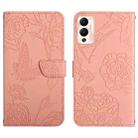 For Infinix Hot 12 Play HT03 Skin Feel Butterfly Embossed Flip Leather Phone Case(Pink) - 1