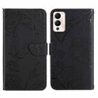 For Infinix Hot 12 Play HT03 Skin Feel Butterfly Embossed Flip Leather Phone Case(Black) - 1