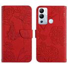 For Infinix Hot 12i HT03 Skin Feel Butterfly Embossed Flip Leather Phone Case(Red) - 1