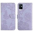 For Infinix Note 10 HT03 Skin Feel Butterfly Embossed Flip Leather Phone Case(Purple) - 1