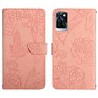 For Infinix Note 10 Pro HT03 Skin Feel Butterfly Embossed Flip Leather Phone Case(Pink) - 1