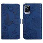 For Infinix Note 10 Pro HT03 Skin Feel Butterfly Embossed Flip Leather Phone Case(Blue) - 1