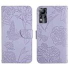 For Infinix Note 11 HT03 Skin Feel Butterfly Embossed Flip Leather Phone Case(Purple) - 1