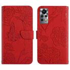 For Infinix Note 11 Pro HT03 Skin Feel Butterfly Embossed Flip Leather Phone Case(Red) - 1