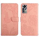 For Infinix Note 11 Pro HT03 Skin Feel Butterfly Embossed Flip Leather Phone Case(Pink) - 1