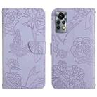 For Infinix Note 11 Pro HT03 Skin Feel Butterfly Embossed Flip Leather Phone Case(Purple) - 1