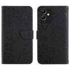 For Infinix Note 12 G96 HT03 Skin Feel Butterfly Embossed Flip Leather Phone Case(Black) - 1