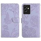 For Infinix Note 12 G96 HT03 Skin Feel Butterfly Embossed Flip Leather Phone Case(Purple) - 1