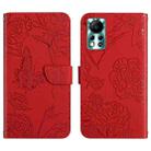 For Infinix Hot 11s NFC HT03 Skin Feel Butterfly Embossed Flip Leather Phone Case(Red) - 1