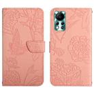 For Infinix Hot 11s NFC HT03 Skin Feel Butterfly Embossed Flip Leather Phone Case(Pink) - 1