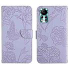 For Infinix Hot 11s NFC HT03 Skin Feel Butterfly Embossed Flip Leather Phone Case(Purple) - 1