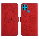 For Infinix Smart 6 HT03 Skin Feel Butterfly Embossed Flip Leather Phone Case(Red) - 1