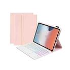 OP12-AS Lambskin Texture Ultra-thin Bluetooth Keyboard Leather Case with Touchpad & Backlight For OPPO Pad Air 10.4 inch(Pink) - 2