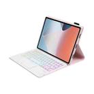 OP12-AS Lambskin Texture Ultra-thin Bluetooth Keyboard Leather Case with Touchpad & Backlight For OPPO Pad Air 10.4 inch(Pink) - 4