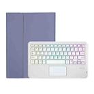 OP12-AS Lambskin Texture Ultra-thin Bluetooth Keyboard Leather Case with Touchpad & Backlight For OPPO Pad Air 10.4 inch(Purple) - 1