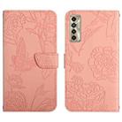 For Tecno Camon 17P HT03 Skin Feel Butterfly Embossed Flip Leather Phone Case(Pink) - 1