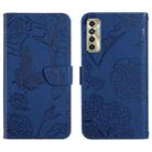 For Tecno Camon 17P HT03 Skin Feel Butterfly Embossed Flip Leather Phone Case(Blue) - 1