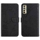 For Tecno Camon 17P HT03 Skin Feel Butterfly Embossed Flip Leather Phone Case(Black) - 1