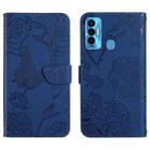 For Tecno Camon 18i HT03 Skin Feel Butterfly Embossed Flip Leather Phone Case(Blue) - 1