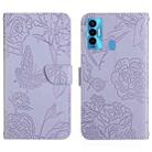 For Tecno Camon 18i HT03 Skin Feel Butterfly Embossed Flip Leather Phone Case(Purple) - 1