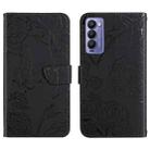 For Tecno Camon 18 P HT03 Skin Feel Butterfly Embossed Flip Leather Phone Case(Black) - 1