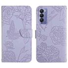 For Tecno Camon 18 P HT03 Skin Feel Butterfly Embossed Flip Leather Phone Case(Purple) - 1