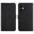 For Tecno Camon 19 4G HT03 Skin Feel Butterfly Embossed Flip Leather Phone Case(Black) - 1