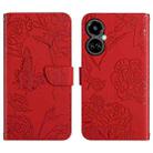 For Tecno Camon 19 Pro 4G HT03 Skin Feel Butterfly Embossed Flip Leather Phone Case(Red) - 1