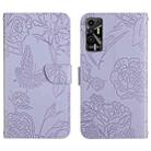 For Tecno Pova 2 HT03 Skin Feel Butterfly Embossed Flip Leather Phone Case(Purple) - 1