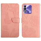 For Tecno Spark 8 HT03 Skin Feel Butterfly Embossed Flip Leather Phone Case(Pink) - 1