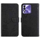 For Tecno Spark 8 HT03 Skin Feel Butterfly Embossed Flip Leather Phone Case(Black) - 1