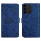 For Tecno Spark Go 2022 HT03 Skin Feel Butterfly Embossed Flip Leather Phone Case(Blue) - 1