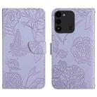 For Tecno Spark Go 2022 HT03 Skin Feel Butterfly Embossed Flip Leather Phone Case(Purple) - 1