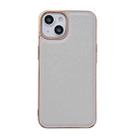 For iPhone 14 Waves Series Nano Electroplating Genuine Leather Phone Case (Grey) - 1