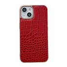 For iPhone 14 Crocodile Texture Genuine Leather Nano Electroplating Phone Case (Red) - 1