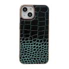 For iPhone 13 Crocodile Texture Genuine Leather Nano Electroplating Phone Case(Dark Green) - 1