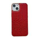 For iPhone 13 Crocodile Texture Genuine Leather Nano Electroplating Phone Case(Red) - 1