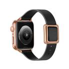 Magnetic Rose Gold Square Buckle Watch Band For Apple Watch Ultra 49mm&Watch Ultra 2 49mm / Series 9&8&7 45mm / SE 3&SE 2&6&SE&5&4 44mm / 3&2&1 42mm(Black) - 1